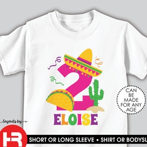 girls mexican taco fiesta birthday shirt or bodysuit • taco tuesday birthday t-shirt • personalized cinco de mayo birthday outfit