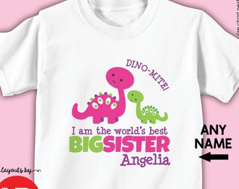 Dinosaur big sister to be t-shirt • monogrammed I'm Going to be a big sister baby pregnancy announcement gift