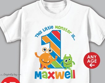 monster birthday shirt or bodysuit • any age • personalized monster t-shirt with child's age and name