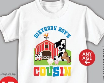 birthday boy's cousin shirt or bodysuit • farm animals birthday t-shirt • barnyard birthday tee