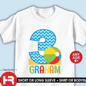 beach ball birthday shirt or bodysuit • any age • beach birthday t-shirt • personalized pool party birthday outfit