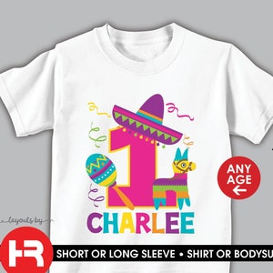 girls fiesta birthday shirt or bodysuit • any age • personalized cinco de mayo birthday t-shirt • taco fiesta birthday outfit