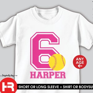 softball birthday shirt or bodysuit • any age • personalized softball party t-shirt