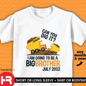 dump truck big brother shirt or bodysuit pregnancy baby announcement shirt construction t-shirt short sleeves