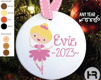 Ballerina Ornament • Girls Personalized Ballet Christmas Ornament with name & year