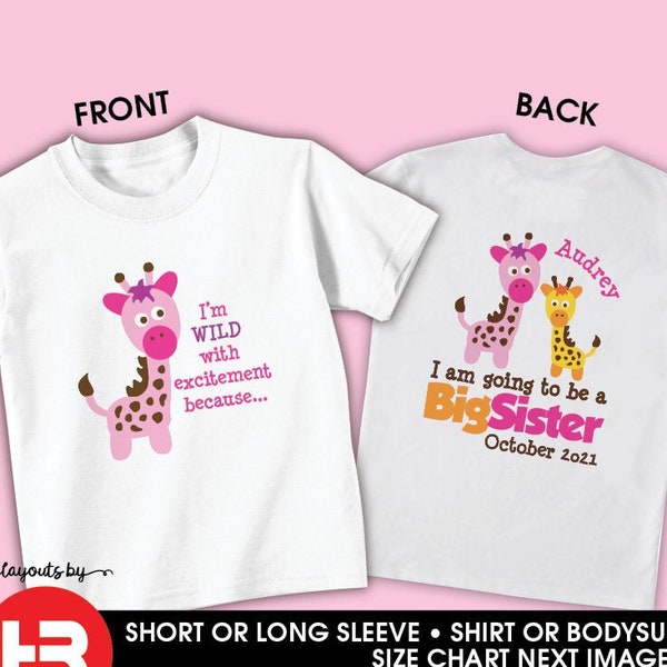 giraffe big sister shirt or bodysuit • big sister sift • big sister announcement t-shirt • big Sister outfit • going to be a big sister tee