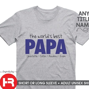 the world's best papa t-shirt monogram with grandchildren names • father's day gift • birthday present or christmas gift