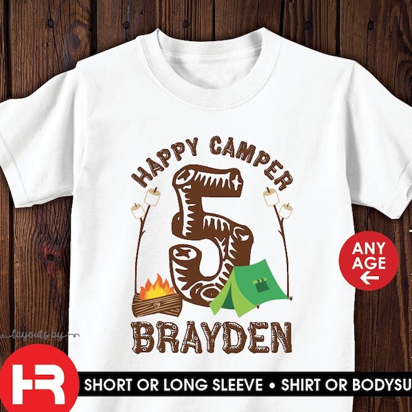 camping birthday shirt or bodysuit • any age • personalized camp birthday t-shirt