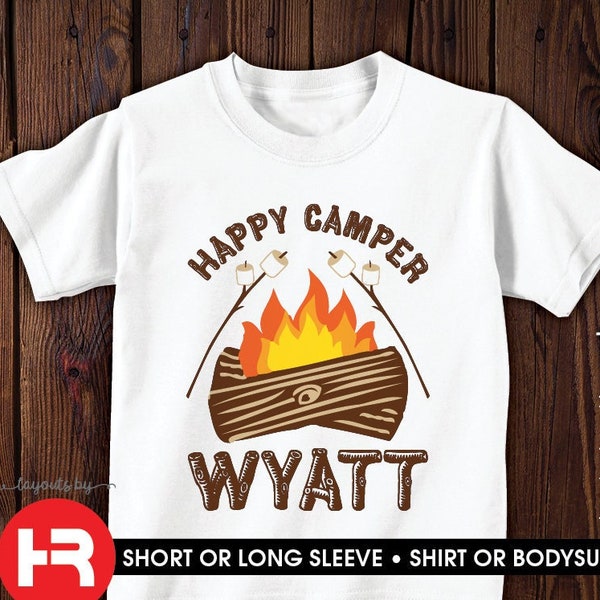 camping shirt or bodysuit • personalized camp birthday party gift • family camping trip t-shirt monogram with name