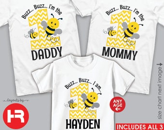 Personalized Bumblebee Birthday Party Shirt or Bodysuit: Matching Mommy & Daddy T-shirts