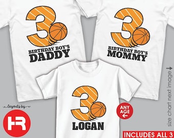 Personalized Basketball Birthday Shirt • Matching Family T-Shirts