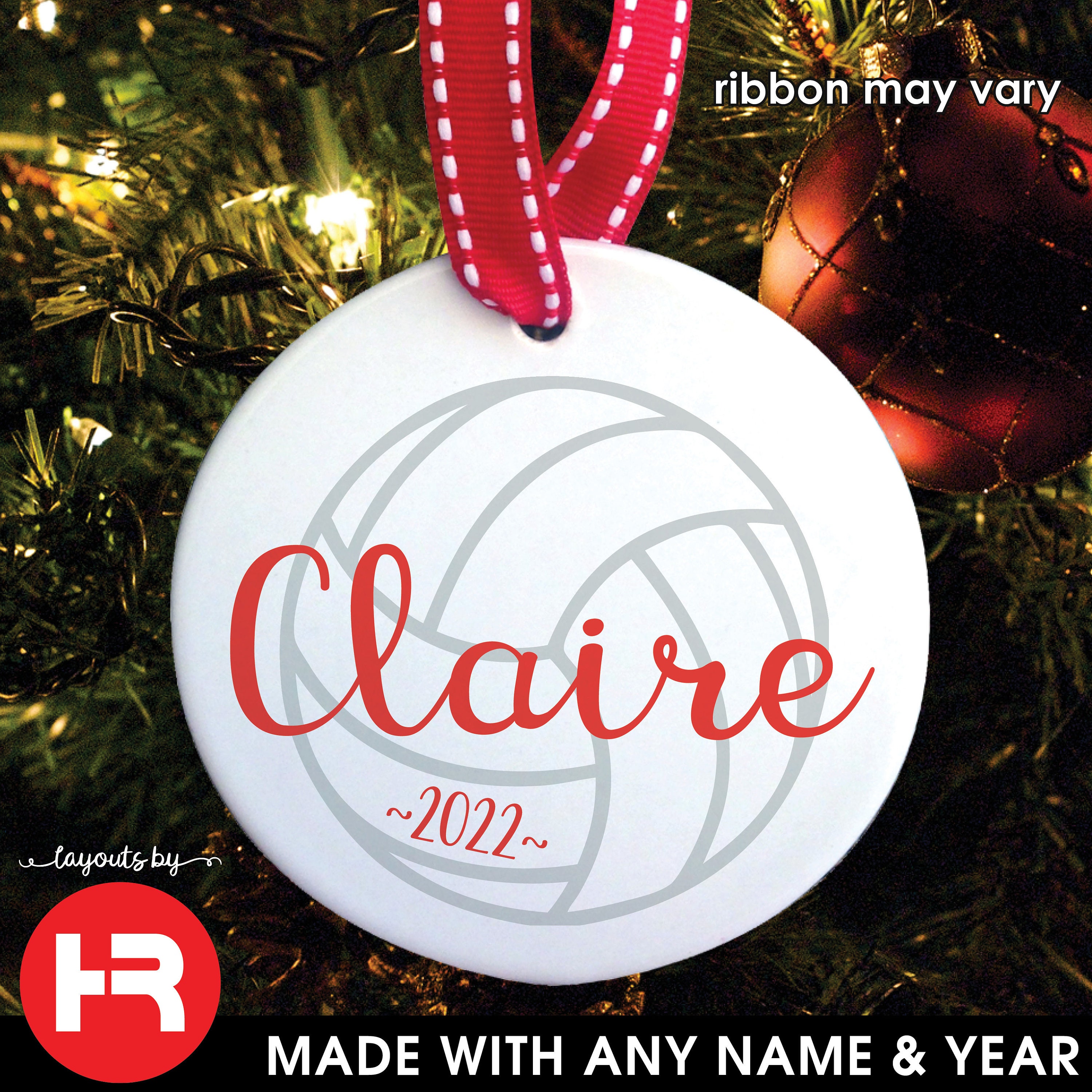 Discover girl's volleyball christmas ornament