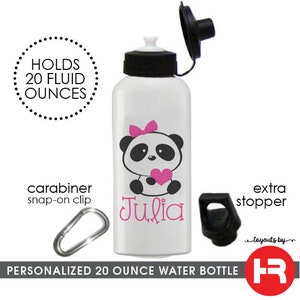 panda water bottle • panda birthday gift • christmas gift • girls personalized school lunch water bottle