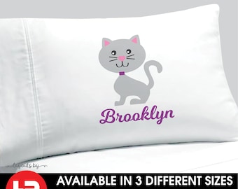 kitty cat pillowcase • decorative personalized white pillow case