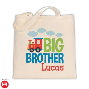 train big brother tote bag monogram with name • personalized big brother gift
