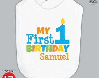 First birthday bib monogram with name • personalized 1st cake smash outfit