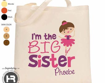 ballerina big sister tote bag • big sister tote bag perfect for a big sister kit • big sister gift