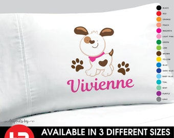 puppy dog pillowcase • girls decorative personalized pillow case • dog bedding decor