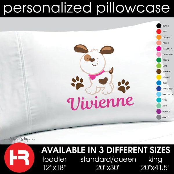 puppy dog pillowcase • girls decorative personalized pillow case • dog bedding decor