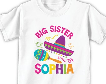 big sister fiesta shirt or bodysuit • personalized big sister t-shirt • custom baby announcement tee • cinco de mayo birthday