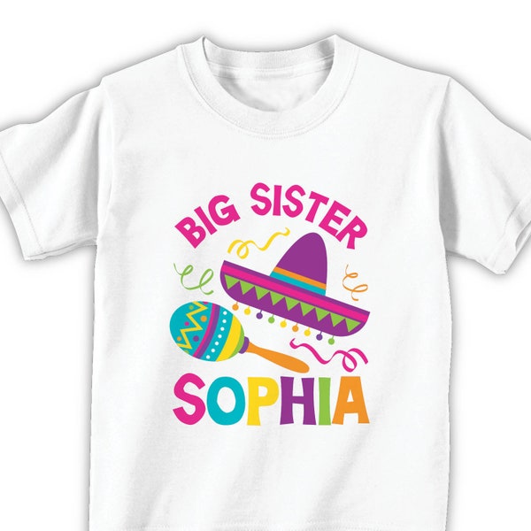 big sister fiesta shirt or bodysuit • personalized big sister t-shirt • custom baby announcement tee • cinco de mayo birthday