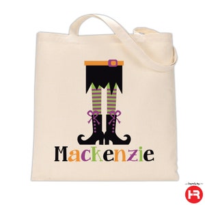 girls trick or treat halloween bag • personalized witch shoes halloween candy tote monogram with name