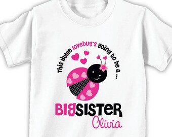 ladybug big sister to be shirt or bodysuit • i'm going to be a big sister ladybug shirt (pink design) • pregnancy announcement shirt