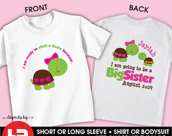 turtle big sister shirt or bodysuit • big sister gift • baby pregnancy announcement • going to be a big sister t-shirt