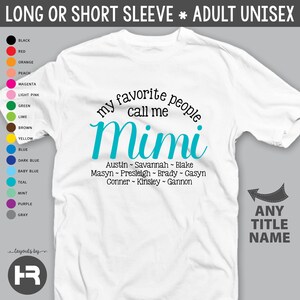 mimi shirt monogram with grandchildren names • personalized christmas gift • birthday present • mother&#39;s day gift • grandparents day gift