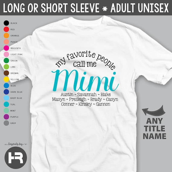mimi shirt monogram with grandchildren names • personalized christmas gift • birthday present • mother's day gift • grandparents day gift