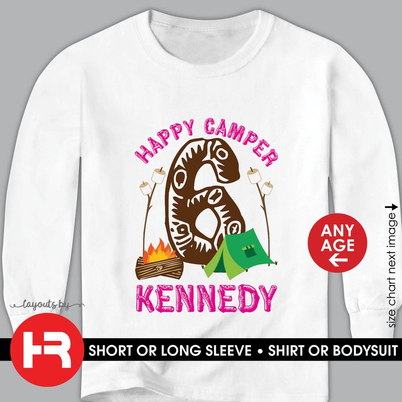 Girls Camping Birthday Shirt or Bodysuit Any Age Etsy
