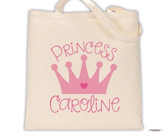 princess crown tote bag • personalized pink tiara birthday gift party favor