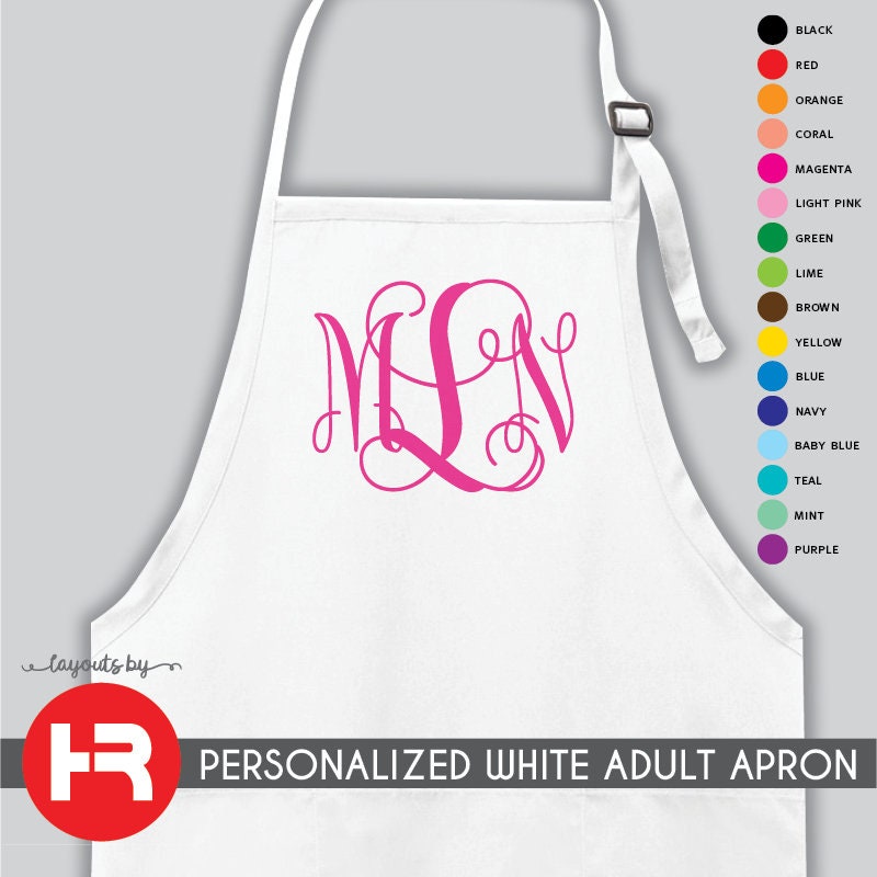 Monogram Apron Adult Size Monogram Apron Christmas Gift Etsy