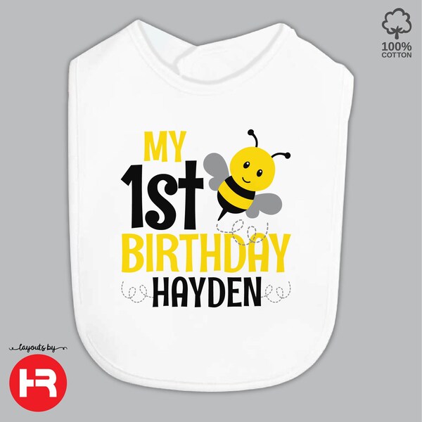 Bumblebee 1st birthday bib • personalized cake smash outfit