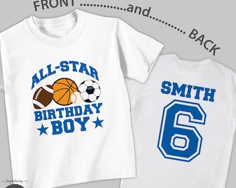 Personalized All Star Birthday Boy Shirt - Name and Number on Back
