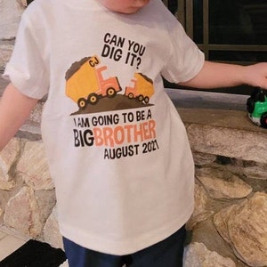dump truck big brother shirt or bodysuit pregnancy baby announcement shirt construction t-shirt image 5