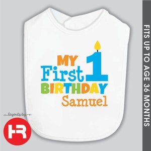 personalized boys 1st birthday shirt or bodysuit and birthday bib set boy's monogram first birthday party outfit image 3