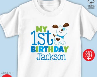 Personalized Puppy Dog Birthday Party Shirt or Bodysuit - Kids 100% Cotton T-shirt