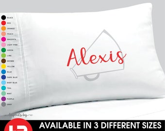 cheer team pillowcase monogram with name • cheer squad gift • decorative personalized girls personalized cheerleader pillow case