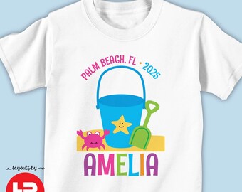 summer beach t-shirt • sand bucket personalized girls beach shirt • perfect for your family beach vacation t-shirt • beach trip outfit