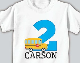 bus birthday shirt or bodysuit • school bus birthday shirt • any age • custom personalized preschool birthday shirt