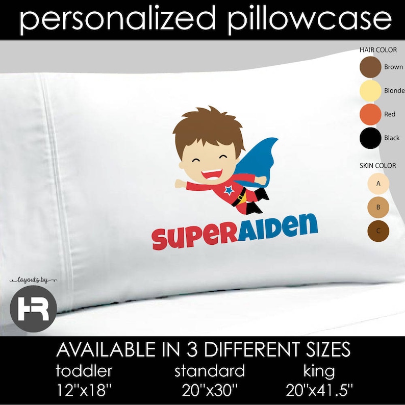 Superhero Pillowcase Boys Personalized Pillow Case Printed Etsy