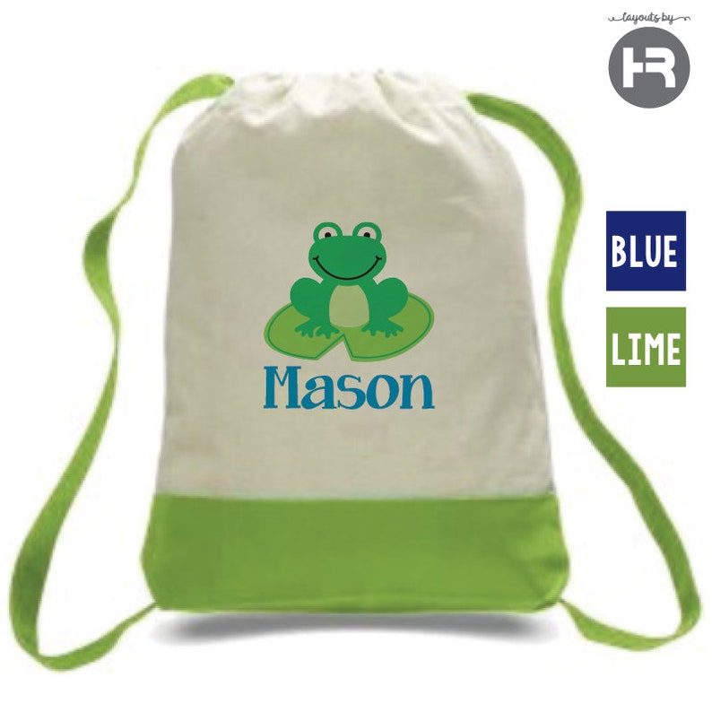Frog Backpack \u2022 Personalized Backpack \u2022 Printed Frog Bag \u2022 Summer Camp Bag \u2022 Daycare Bag \u2022 Preschool Backpack