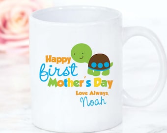 First Mother's Day Coffee Mug - personalized baby boy turtle gift