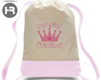 princess tiara backpack personalized with name • monogram princess birthday present • christmas gift • girls daycare bag