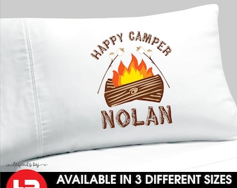 happy camper pillowcase personalized with name