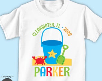 summer beach t-shirt • sand bucket boy personalized beach tshirt • perfect for your family beach vacation • beach trip outfit