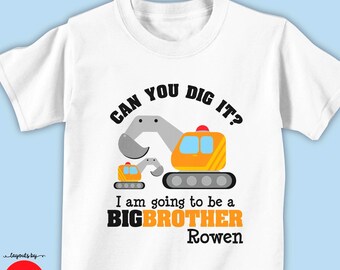 construction big brother shirt or bodysuit • going to be a big brother excavator shirt • monogrammed pregnancy announcement t-shirt