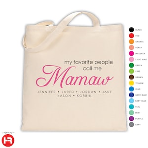 my favorite people call me mamaw tote bag monogram with names of grandchildren • birthday or Christmas present • keepsake mother's day gift bild 1