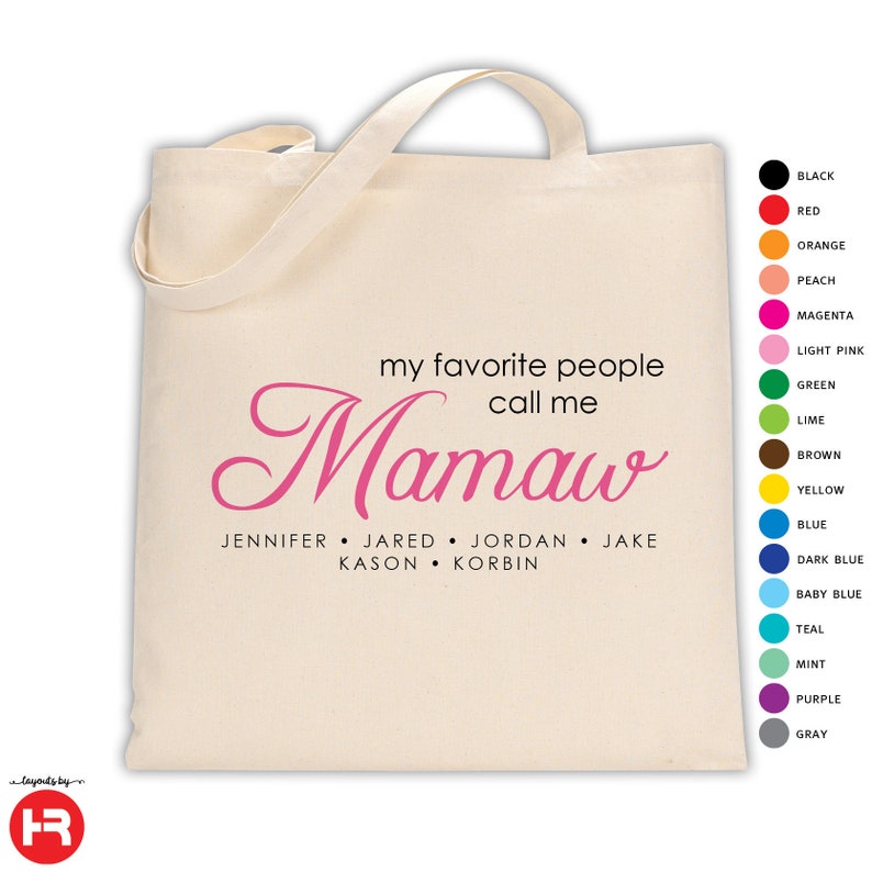 my favorite people call me mamaw tote bag monogram with names of grandchildren • birthday or Christmas present • keepsake mother's day gift bild 1